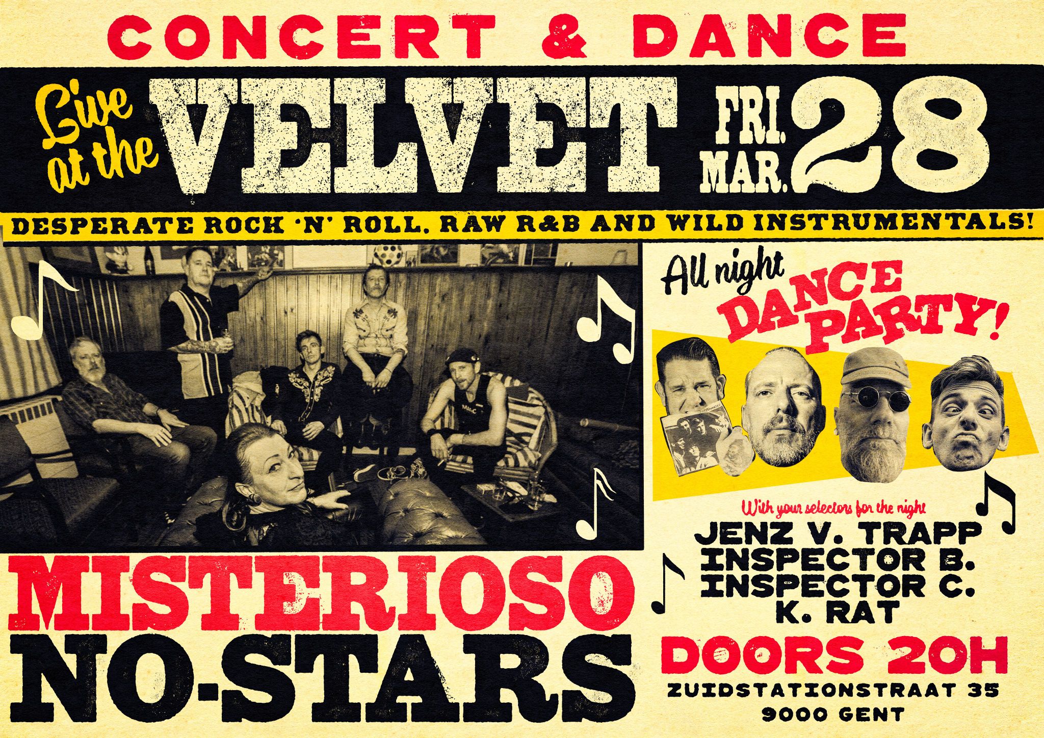 misterioso no stars 28 maart velvet -eventbanner